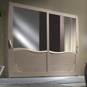Armadio 2 ante scorrevoli con specchi e traforo dettagli
