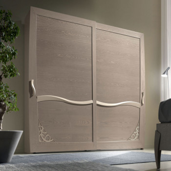 Armadio 2 ante scorrevoli legno con trafori decorativi