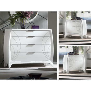 Comò e comodini contemporanei in legno di frassino, fianchi sagomati