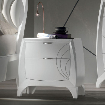 Comodino con 2 cassetti incisi, dettaglio moderno