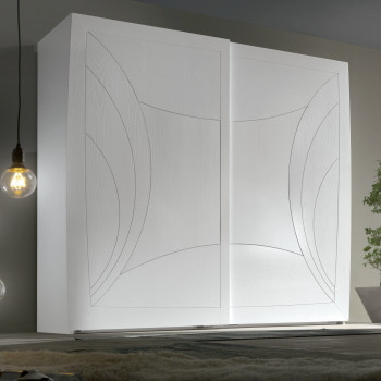 Armadio 2 ante scorrevoli legno con incisioni curve