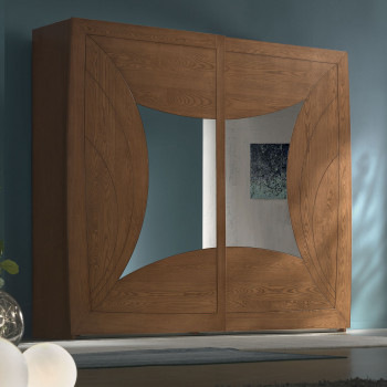 Armadio 2 ante scorrevoli incise e specchi, dettaglio