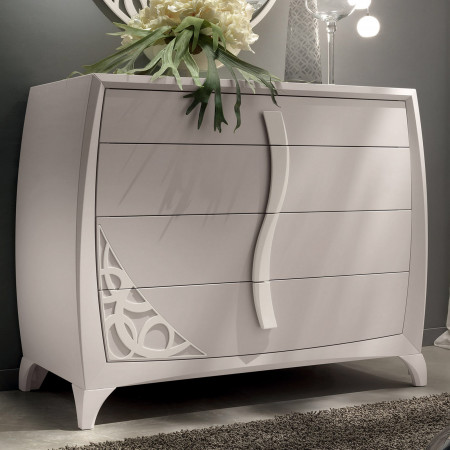 Comò e comodini con maniglia in legno, traforo decorativo