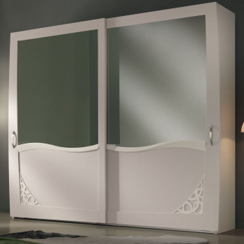 Armadio 2 ante scorrevoli con traforo e specchi dettagli