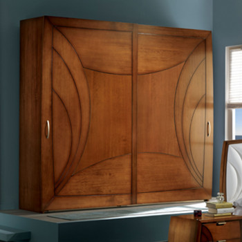 Armadio 2 ante scorrevoli incise, dettaglio legno