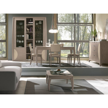 Sala da pranzo Luna con incisioni, legno di frassino