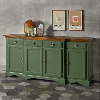 Credenza in legno massello con corpo centrale avanzato