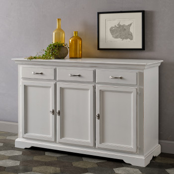 Credenzina con 3 ante 3 cassetti, dettaglio legno noce