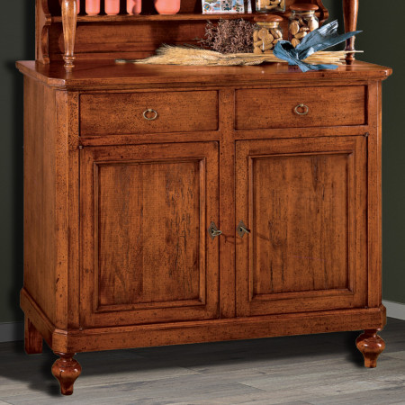 Credenza con alzata placcata, dettaglio frontale