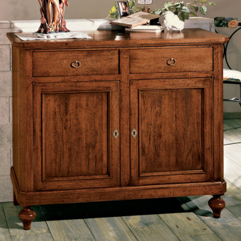 Credenzina 2 ante placcata con piedi torniti