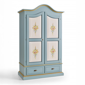 Armadio 2 ante 2 cassetti placcato, dettaglio cornici