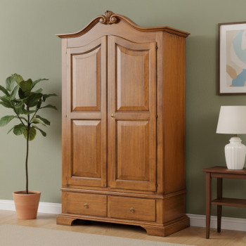 Armadio 2 ante 2 cassetti impiallacciato, dettaglio cimasa