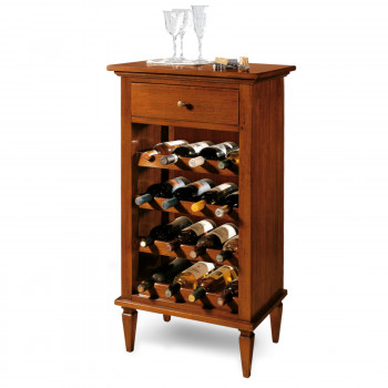 Portabottiglie con cassetto finto, legno di pioppo