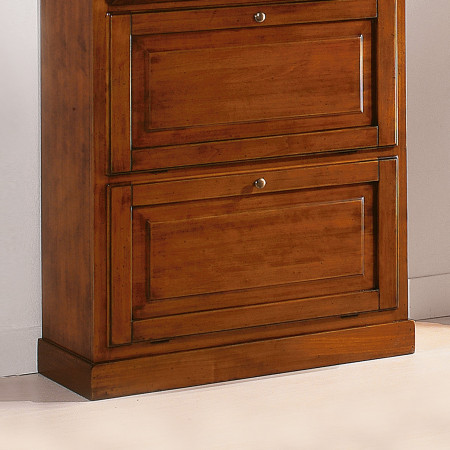 Scarpiera in legno con 4 ribalte, dettaglio del legno
