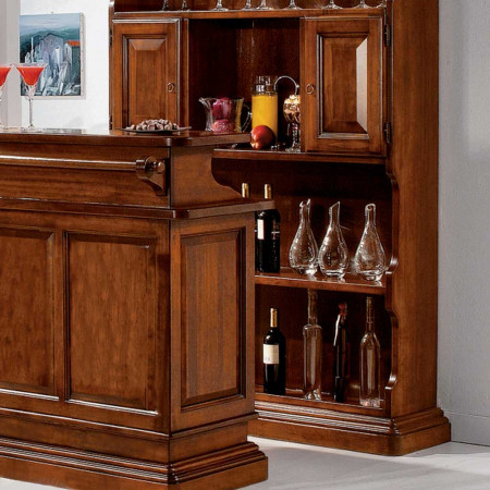 Mobile bar porta bottiglie retro con ripiano e antine
