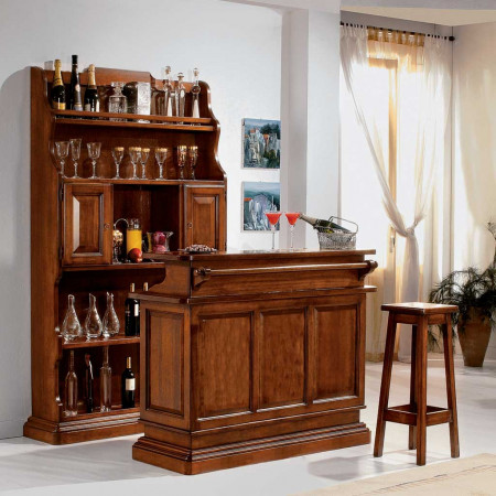 Mobile bar porta bottiglie solo retro, dettagli antine bugnate