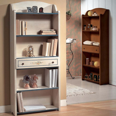 Etagere 1 cassetto legno massello pioppo con decorazioni