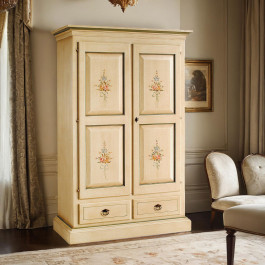 Armadio 2 ante decorato a mano, dettaglio cimasa