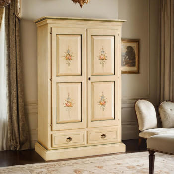 Armadio con 2 ante laccato decorazione floreale