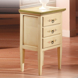 Comò laccato con decori floreali su due cassetti