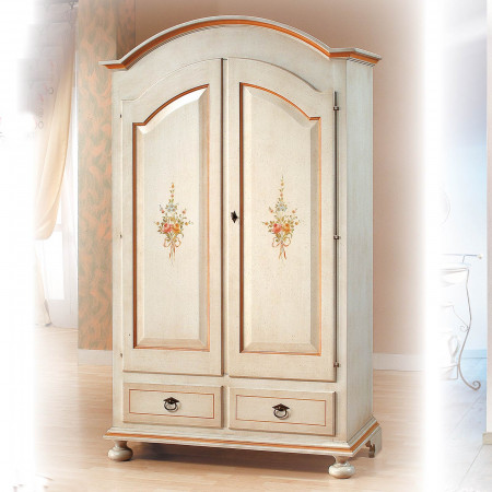 Armadio 2 ante laccato con decori floreali classici