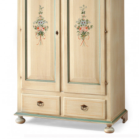 Armadio 2 ante laccato con decori floreali classici