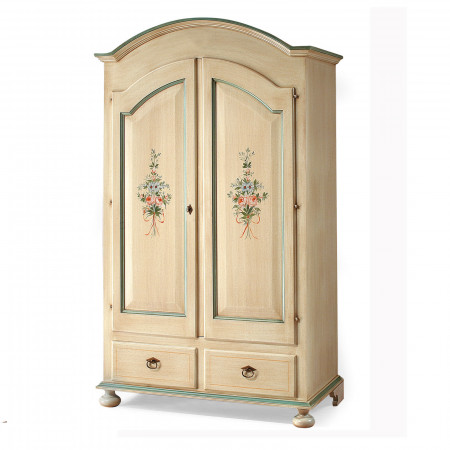 Armadio 2 ante laccato con decori floreali, stile classico