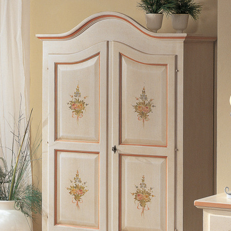 Armadio 2 ante laccato con decori floreali a mano