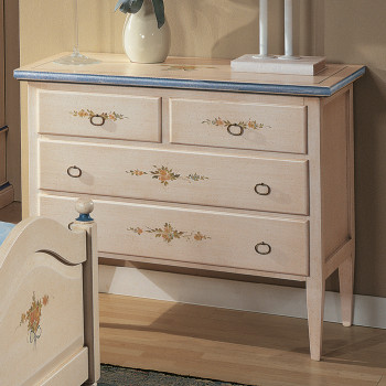 Comò laccato con decori floreali su due cassetti