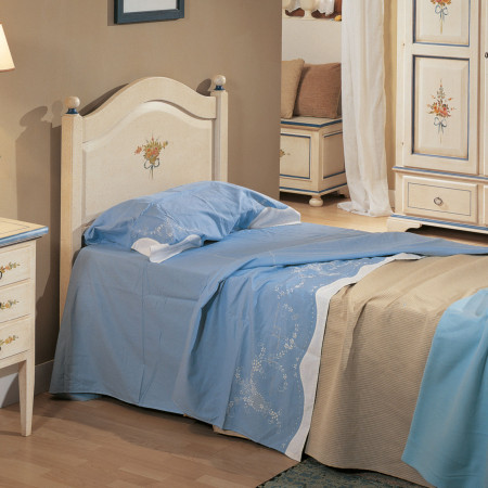 Letto singolo laccato con decori