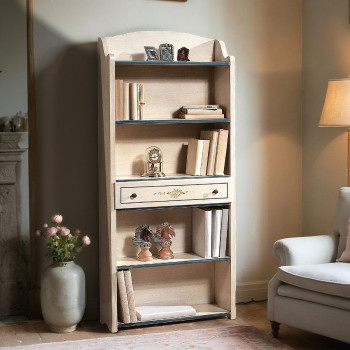 Etajere laccata e decorata a mano, dettaglio cassetto floreale