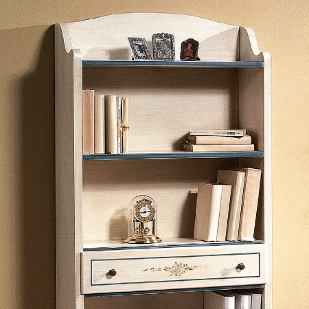 Etajere laccata e decorata a mano con libri e orologio