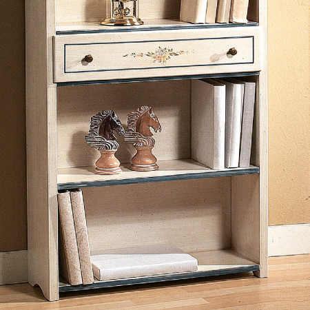 Etajere laccata con cassetto decorato e vani