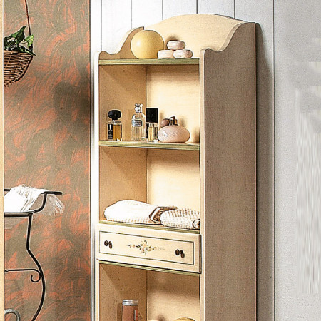 Etajere laccata con decori, cassetto fiore rosa