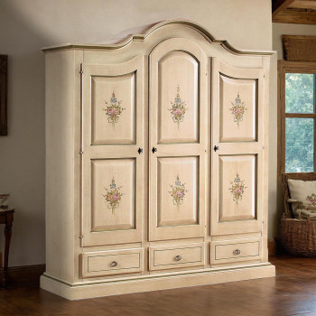 Armadio smontabile laccato con decorazioni floreali