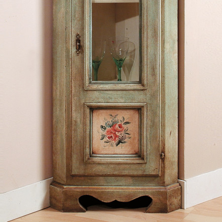 Angolo laccato con decoro a mano, dettaglio fiori