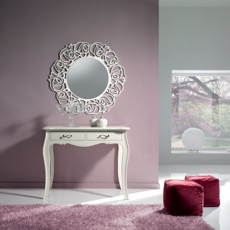 Specchio con cornice traforata fantasia floreale