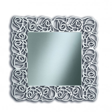 Specchio quadrato con trafori cornice laccata dettagli rose