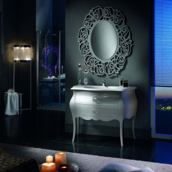 Mobile bagno 2 cassetti, dettaglio laccato tortora