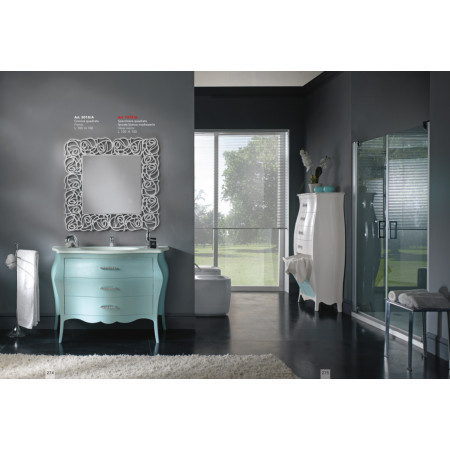 Mobile bagno 3 cassetti, piano mineralmarmo, laccato madreperla