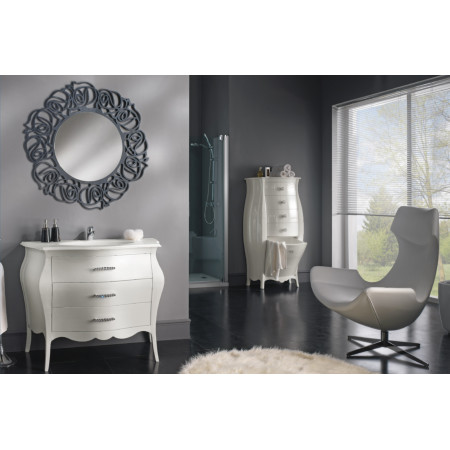 Mobile per bagno con mineralmarmo, linee curve bianco