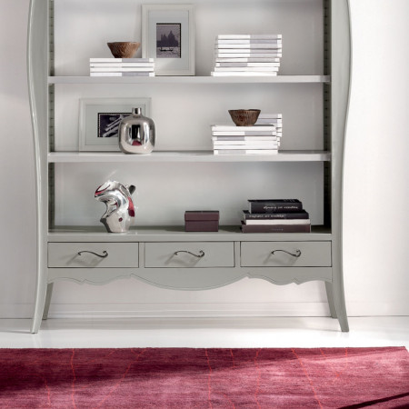 Libreria classica in legno smontabile con cassetti decorativi