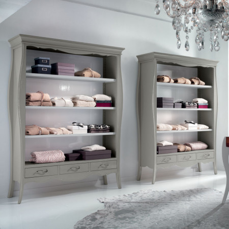 Libreria classica in legno smontabile con finitura bicolore