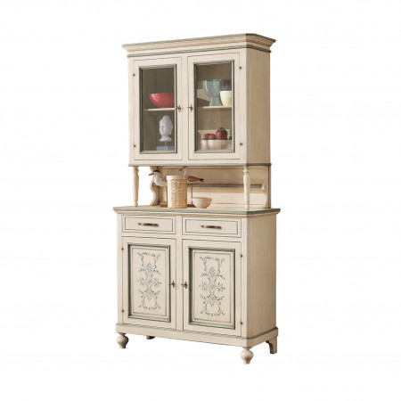 Credenza 2 ante con vetrina, dettagli decorativi