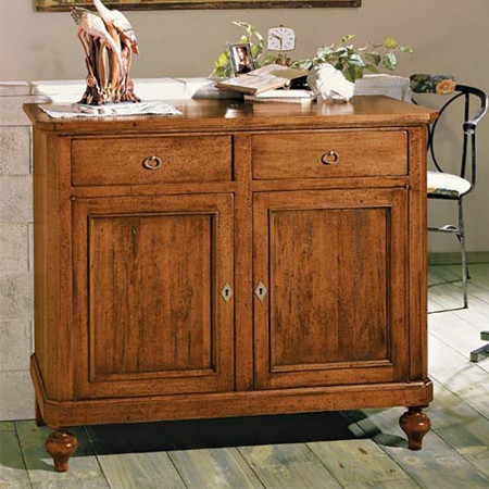 Credenza laccata e decorata a mano con due cassetti e ante