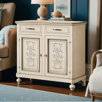 Credenzina 2 ante shabby chic decorazione floreale