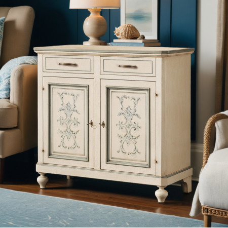 Credenzina 2 ante shabby chic decorazione floreale