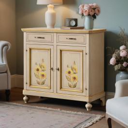 Credenza 2 ante 2 cassetti con decoro pavoncella sarda