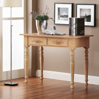 Scrittoio laccato con decori floreali su legno