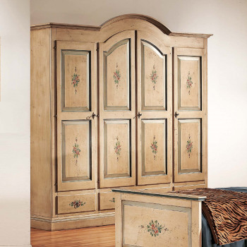 Armadio 4 ante laccato decorato a mano